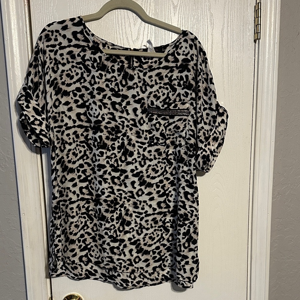 Cocomo Black and Gray Animal Print Blouse